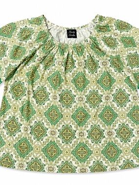 Knapp Studio Boho Print Lace Sleeve Top | Size Large | New Without Tags